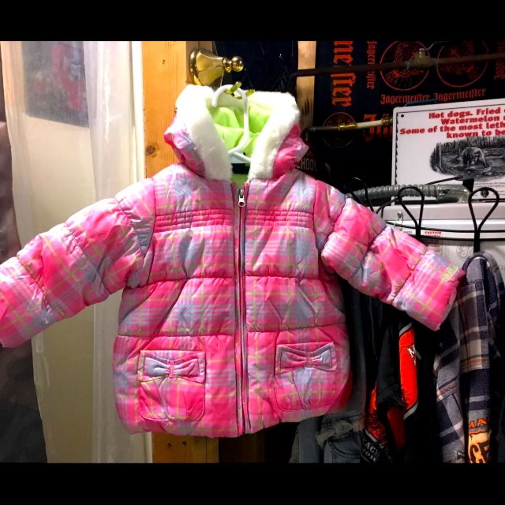 Baby Girls pink puffer coat 18m
